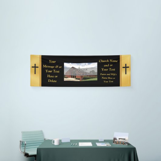 Noir et bannières faites sur commande d'église (Salon professionnel)