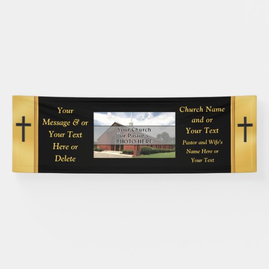 Noir et bannières faites sur commande d'église (Horizontal)