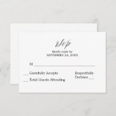 Noir et blanc 2-3 Calligraphie no Repas Carte RSVP (Devant / Derrière)