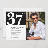 Noir et blanc 37e anniversaire Invitations Photo (Devant)