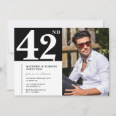 Noir et blanc 42e anniversaire Invitations Photo (Devant)