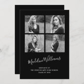 Noir et blanc 4 Photo Faire-part de graduation (Devant / Derrière)