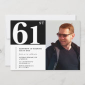 Noir et blanc 61e anniversaire Invitations Photo (Devant)