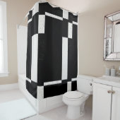Noir et blanc À damiers rideau de douche Style 1 (En situation)