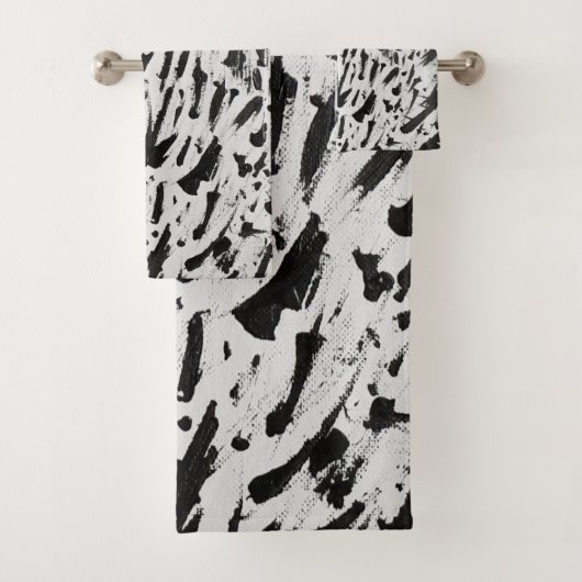 Noir et blanc Abstrait Brushstrokies Art (En situation)