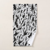 Noir et blanc Abstrait Brushstrokies Art (Serviette à main)