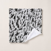 Noir et blanc Abstrait Brushstrokies Art (Gant de toilette)