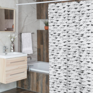 Noir et blanc Abstrait Lignes Douche rideau