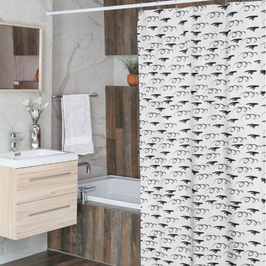 Noir et blanc Abstrait Lignes Douche rideau