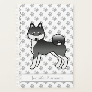 Noir Et Blanc Alaskan Klee Kai Cartoon Chien