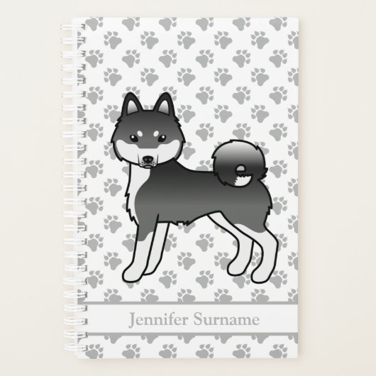 Noir Et Blanc Alaskan Klee Kai Cartoon Chien (Devant)