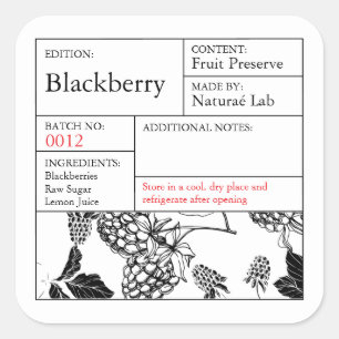 Noir et blanc Apothecary étiquette Blackberry