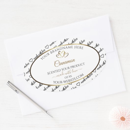 Noir et blanc Art produit Étiquette Gold Hearts (Enveloppe)