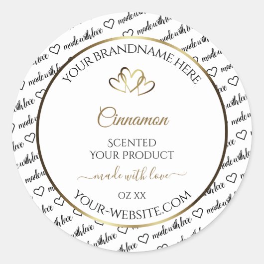 Noir et blanc Art produit Étiquette Gold Hearts (Devant)