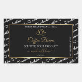 Noir et blanc Art produit Étiquette Gold Hearts (Devant)