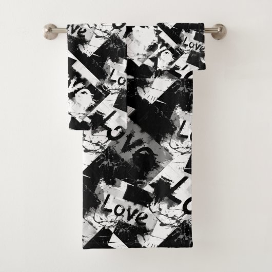 Noir et blanc avec des taches motif d'amour (En situation)