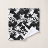 Noir et blanc avec des taches motif d'amour (Gant de toilette)