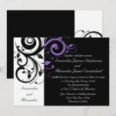 Noir et blanc avec invitation de mariage à spirale (Devant / Derrière)