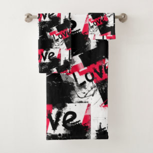 Noir et blanc avec taches rouges amour motif