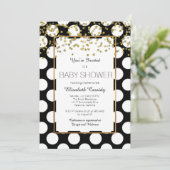 Noir et blanc, Baby shower d'or Invitation (Debout devant)