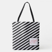 Noir et blanc barre le sac fourre-tout moderne à