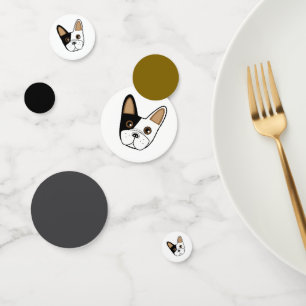 Noir et blanc Bulldog Face Table Confetti