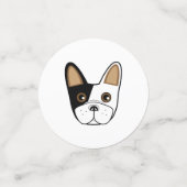Noir et blanc Bulldog Face Table Confetti (Petit recto)
