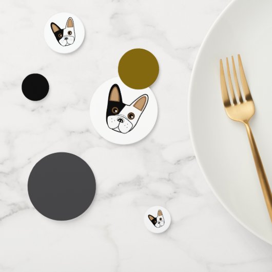 Noir et blanc Bulldog Face Table Confetti (Groupe)