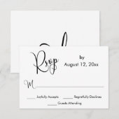 Noir et Blanc Calligraphie Elaborée Réponse Simple (Devant / Derrière)