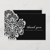 Noir et blanc Carte de remerciements de mariage vi (Devant / Derrière)