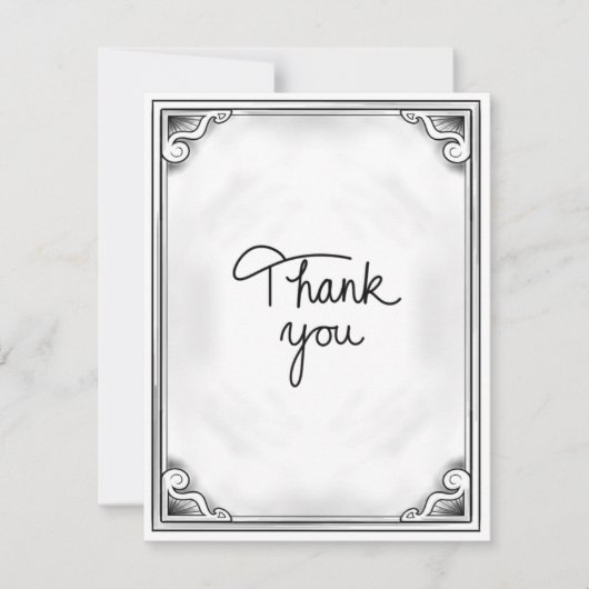 Noir et blanc Carte de remerciements plat rustique (Devant)