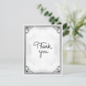 Noir et blanc Carte de remerciements plat rustique (Debout devant)