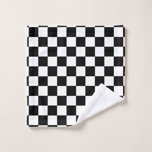 Noir et blanc Checkered (Gant de toilette)