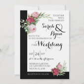 Noir et blanc classique Faire-part de mariage de 5 (Devant)