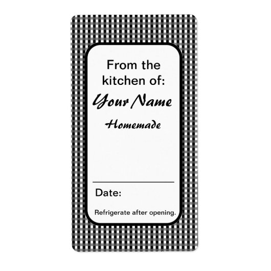 Noir et blanc Custom Jar Étiquettes Ajouter votre (Devant)