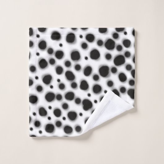 noir et blanc dalmate mignon points monogramme (Gant de toilette)