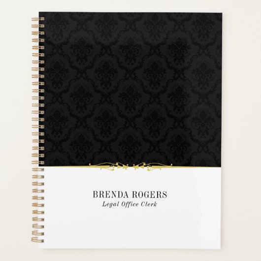 Noir et blanc damas or Accent Carnet (Devant)