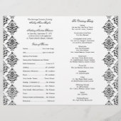 Noir et blanc Damas Programme de mariage pliable (Dos)