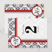 Noir et blanc Damas rouge Numéro de table (Devant / Derrière)