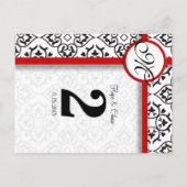 Noir et blanc Damas rouge Numéro de table (Dos)