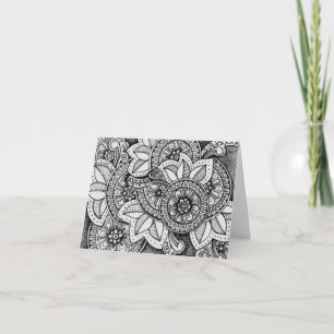 Noir et blanc Damask Indien Mandala Merci
