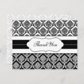 "noir et blanc" damask ThankYou Cartes (Devant / Derrière)