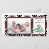 Noir et blanc Damask vert Damask Tree Cartes photo (Devant / Derrière)