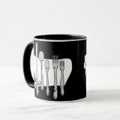 Noir et blanc Dinnerware sur Mug de café noir (Devant gauche)