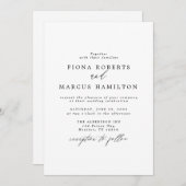 Noir et blanc Elégant Mariage Invitation (Devant / Derrière)