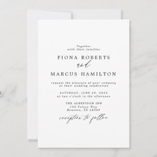 Noir et blanc Elégant Mariage Invitation