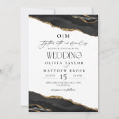 Noir et blanc Elegant Wedding Invitation (Devant)