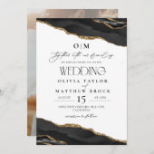 Noir et blanc Elegant Wedding Invitation (Devant / Derrière)