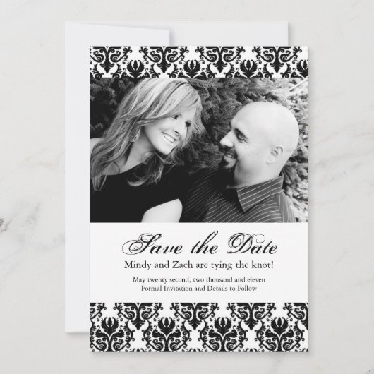 Noir et blanc Enregistrer le Modèle Mariage de dat (Devant)