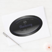 Noir et blanc Étiquette Cadre bleu Ajouter un logo (Enveloppe)